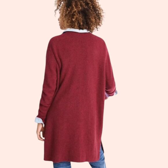 MADEWELL Merino Wool Alpaca Kent Cardigan Sweater Duster Cozy Lagenlook Red - Picture 2 of 13